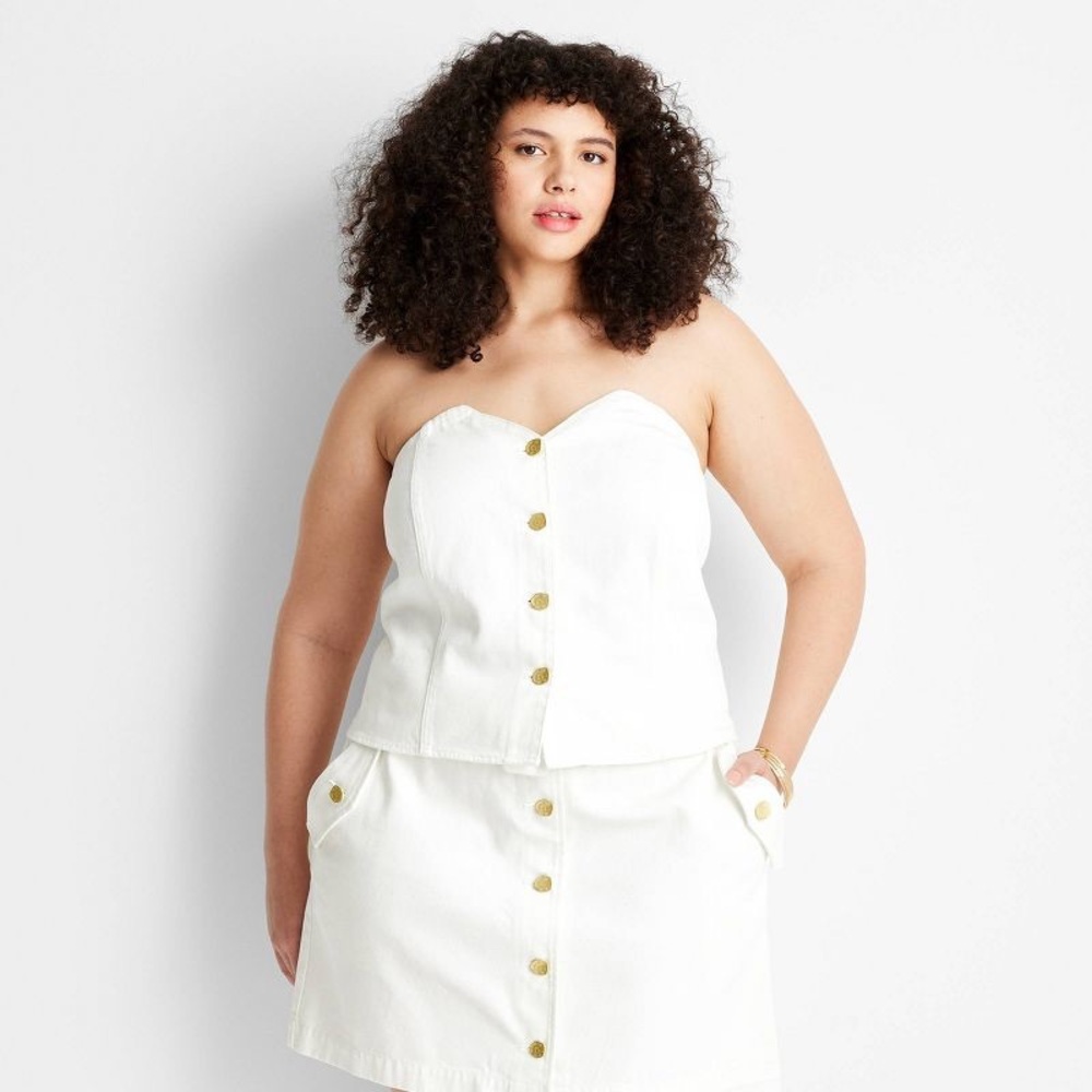 Women's Button-Front Denim Corset - Future Collective™ with Jenee Naylor
